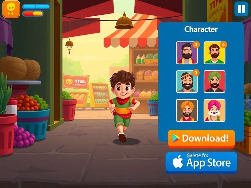 Turmeric Cumin Runner character selection screen showing diverse Indian avatars